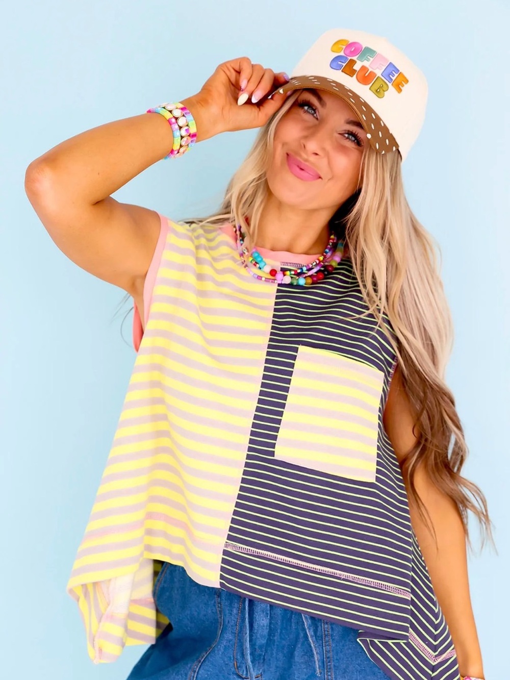 Davi & Dani Mixed Stripe Colorblock Top - Small